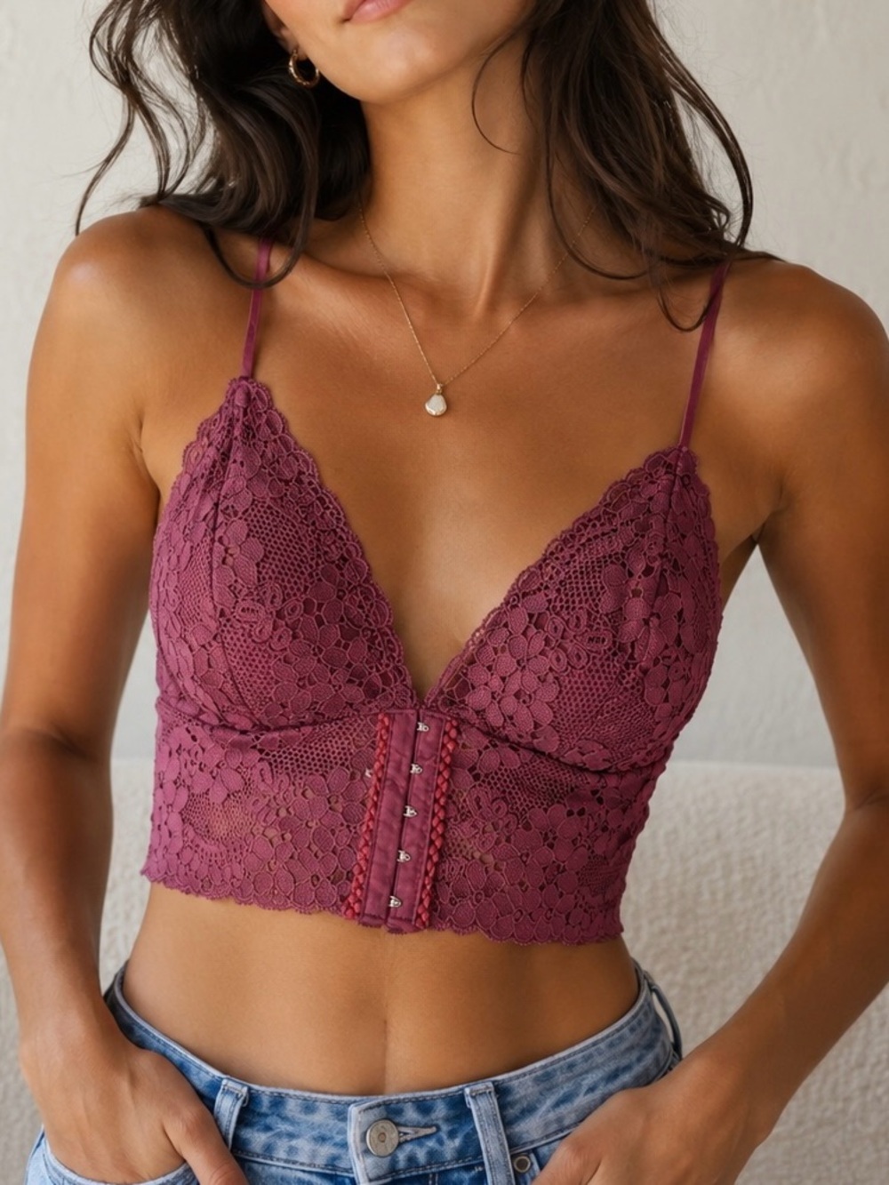 Bozzolo Pink Lace Bralette Size Small